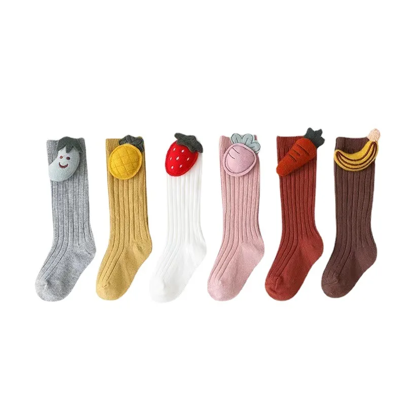 

Детские высокие чулки до колен, с фруктами, бананом, клубникой, оранжевыми, для новорожденных мальчиков и девочек, одежда для младенцев, осен...