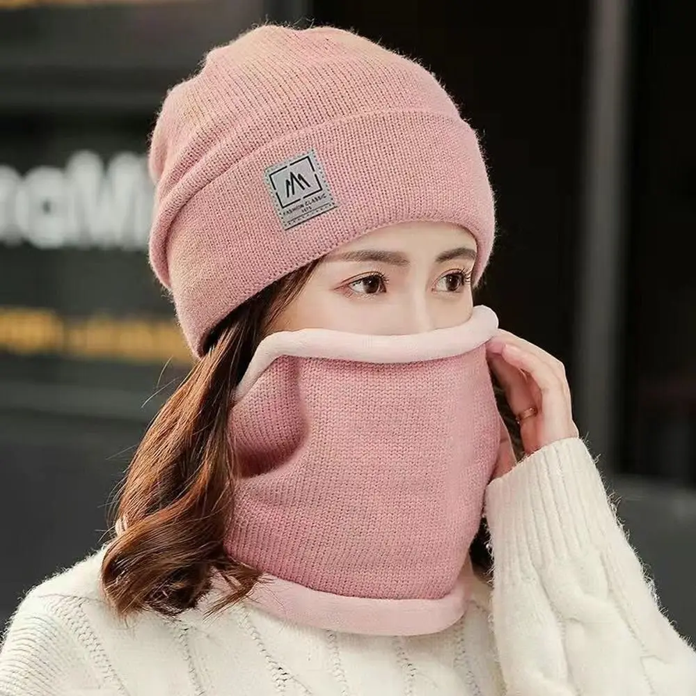 

Warm Fashion Cold-proof Outdoor Sports Knitted Windproof Bomber Hat Women Hat Winter Cap Hat Scarf Set