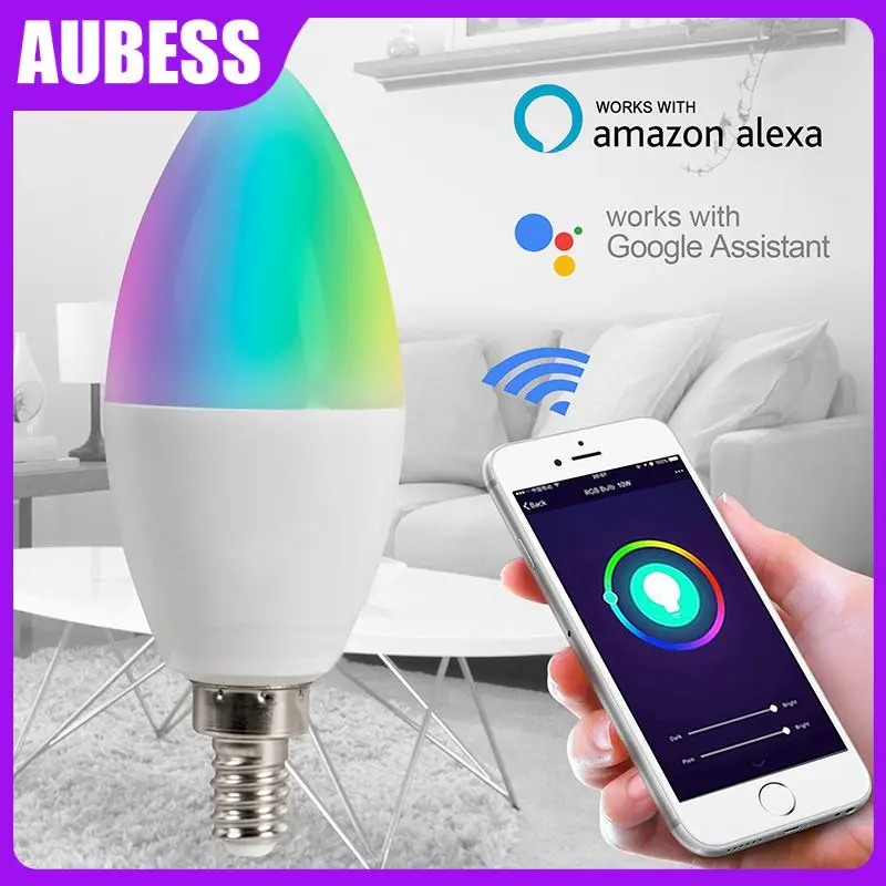 

Smart Candle Bulb Tuya Voice Control Led Bulb 5w Rgbcw Works With Alexa Google Home E12 E14 Zigbee 3.0 Smart Home