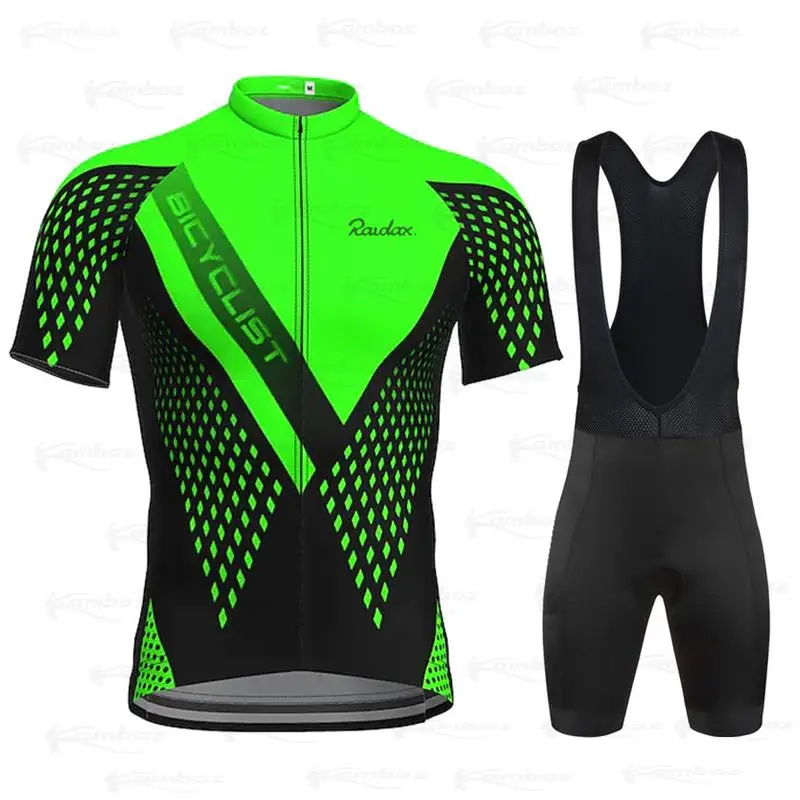 Купи Raudax New Green Cycling Clothing Men's Bike Clothing Breathable Cycling Jersey Set Road Bicycle Wear Roupa Ciclismo MTB maillot за 505 рублей в магазине AliExpress