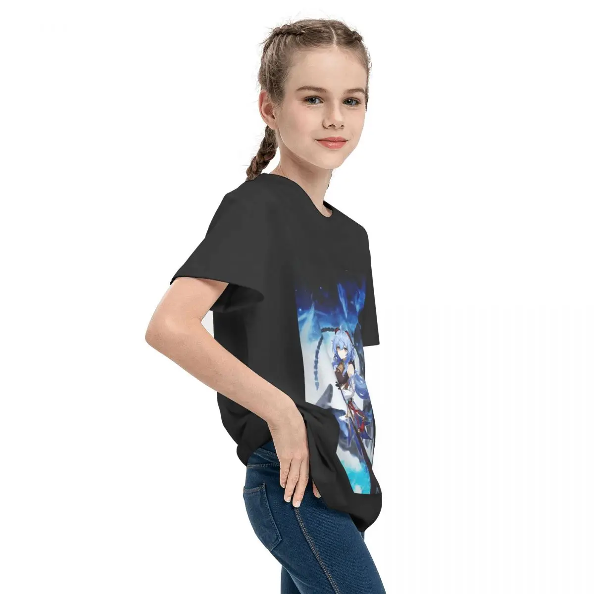 Ganyu Genshin Impact пленсивный взгляд Базовая футболка с коротким рукавом для подростков