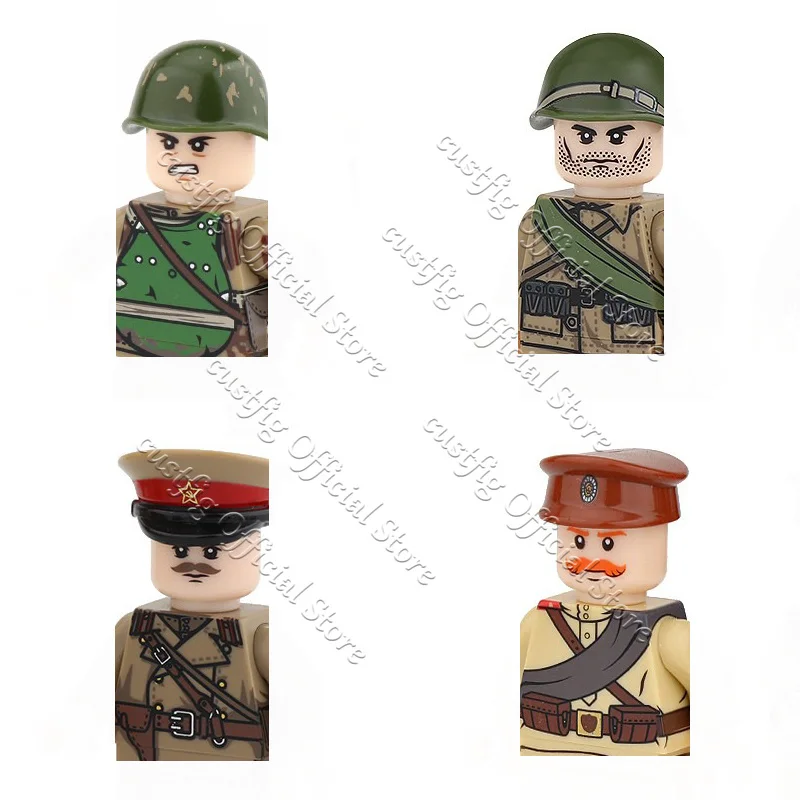 Конструктор MOC: Фигурки советских солдат, офицер пехоты Красной Армии, шлем, пистолет ППС, аксессуары, DIY-блоки, игрушки для мальчиков, подарок (art.: 3920dbaa1fa60) - 3920dbaa1fa60