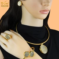 aniid dubai plated gold necklace bracelet jewelry set arabic african bridal wedding gift indian necklace choker set wholesale