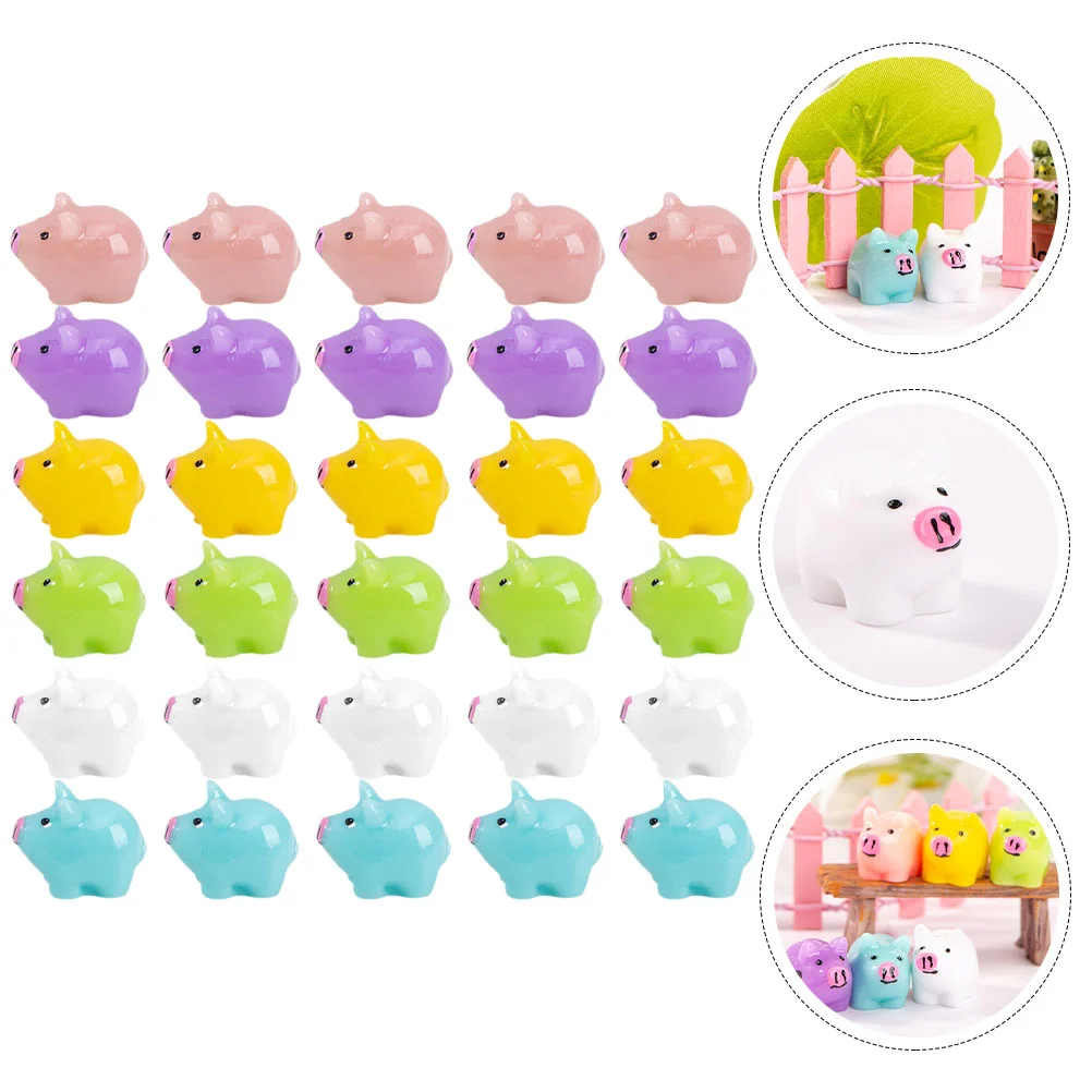 

30 Pcs Car Trim Miniature Decors Landscape Piggy Figure Model Resin Micro Statue
