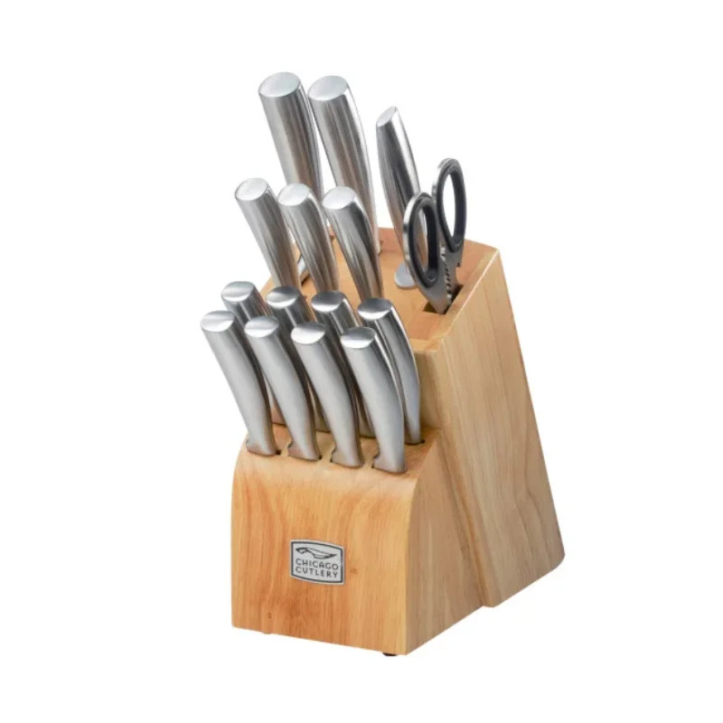 

Столовые приборы Chicago Elston, набор из 16 кухонных ножей с деревянным блоком