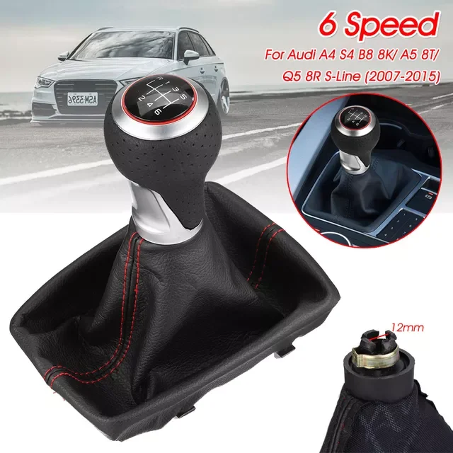 

Marine Hardware 6 Speed Car Manual Gear Shift Knob Car Sticker PU Leather Gaiter Boot Cover For Audi A4 S4 8K A5 8T Q5 8R S-Line