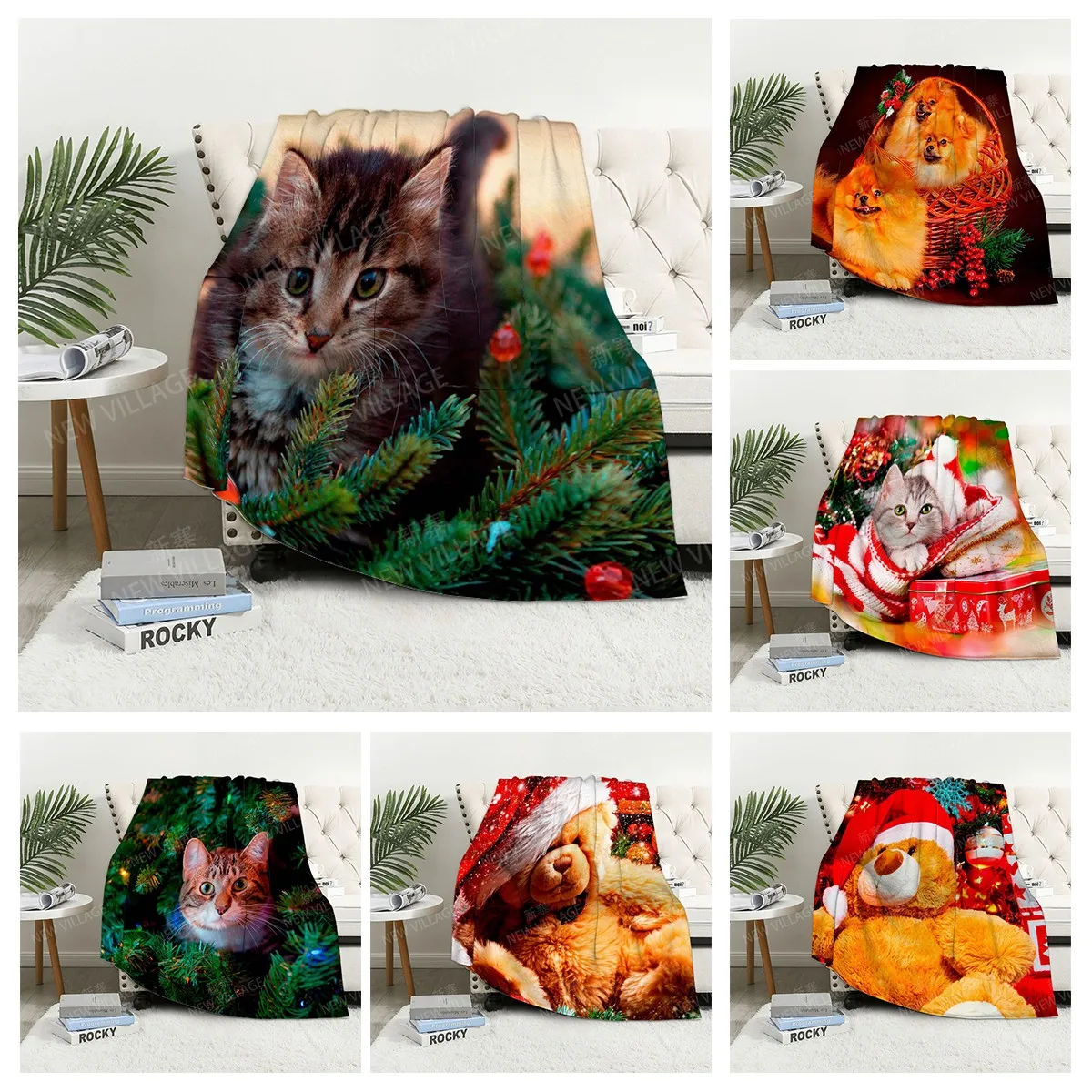 

Домашнее украшение, плюшевое одеяло для дивана, рождественское покрывало с животными на кровать, аниме, пушистые мягкие одеяла, толстое одеяло для зимы