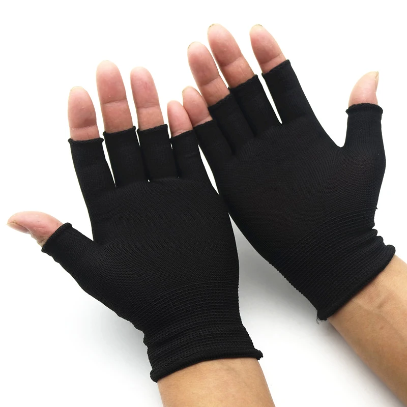 

1 пара, черные перчатки без пальцев, искусственная шерсть, трикотажные хлопковые перчатки на запястье, зимние теплые перчатки для тренировок