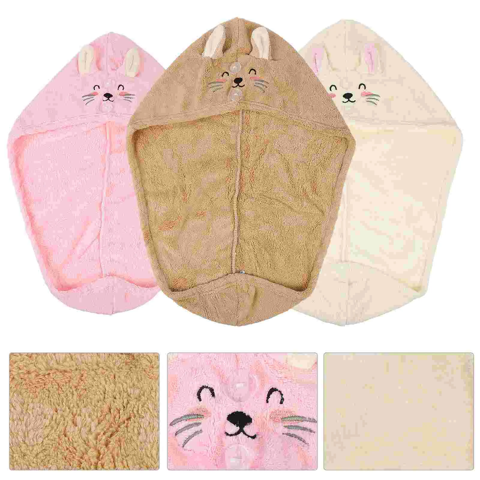 

Hair Towel Drying Turban Wrap Cap Shower Dry Fast Towels Head Quick Women Caps Absorbent Hat Microfiber Bonnet Button Rapid