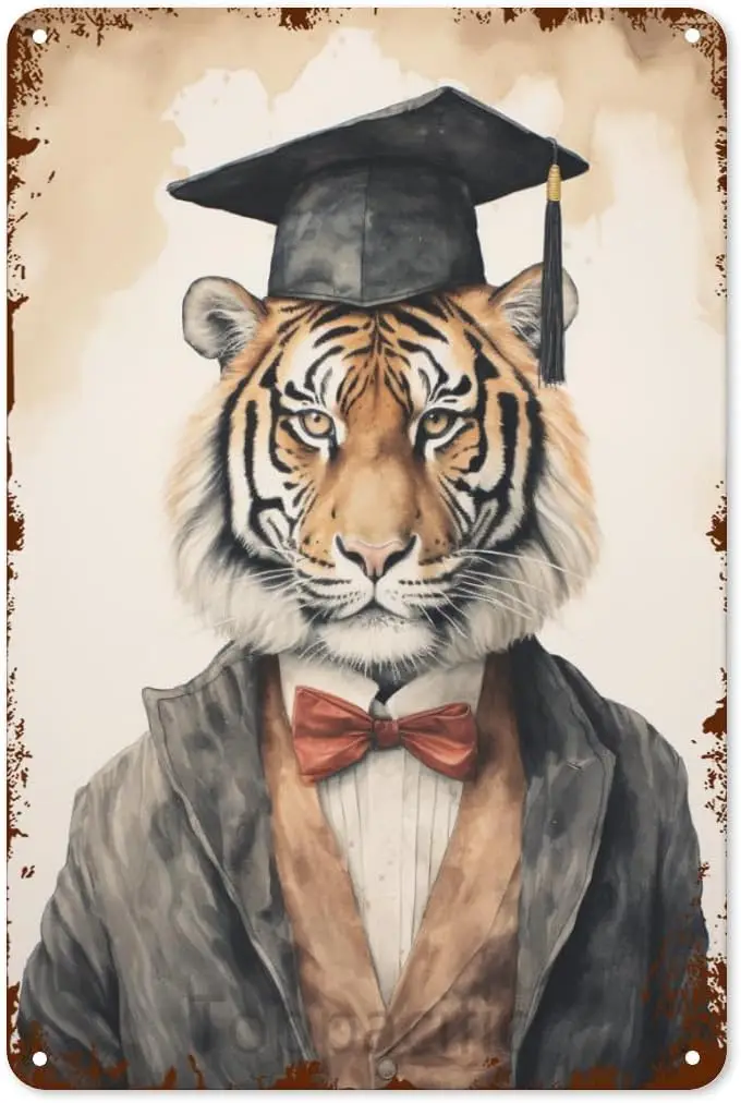 Забавный Metl Sgn Tger Werng Mortrbord Vntge Wll rt Decorton Lvng Домашний декор Комната Спальня Humoro Ktchen