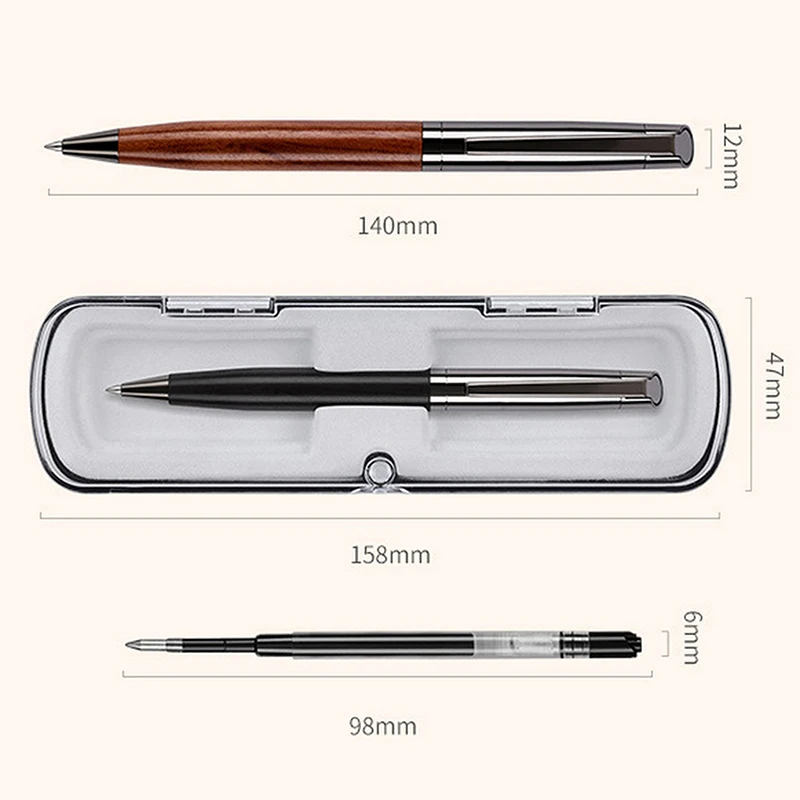 1Pcs Premium Metal Neutral Pen With Gift Box For Smooth Writing Experience And High-End Design-Black Ink-Office-With Case