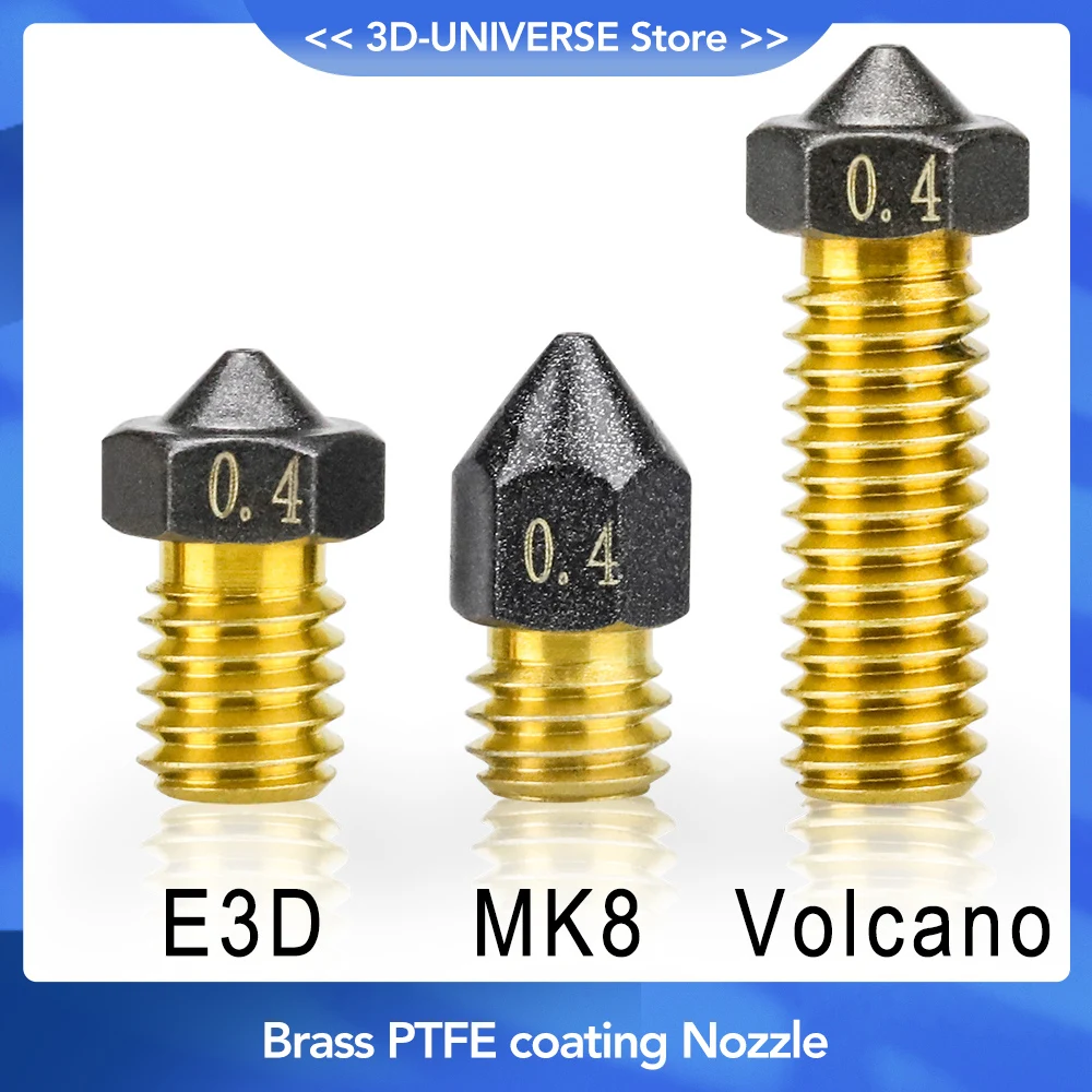 

2 шт MK8/E3D/Volcano латунный PTFE сопло покрытие антипригарное волокно 0,2/0,3/0,4/0,6/0,8 мм для 3D принтера Ender 3 Бесплатная доставка