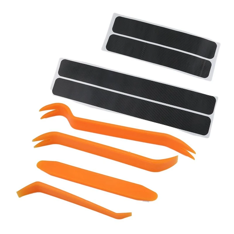 

4 шт./компл. автомобильные аксессуары, накладки на порог двери, защитные наклейки на педали из углеродного волокна и снятие двери автомобиля,...