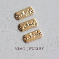 mimo jewelry copper plated genuine gold handmade english alphabet square pendant piece tail pendant diy jewelry accessories