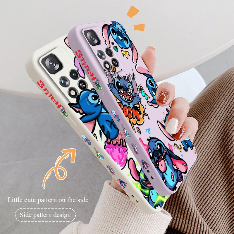 

Lilo & Stitch Anime Cartoon Phone Case For Xiaomi Redmi Note 12 11 11S 11T 10S 10 9S 9T 9 Pro Plus 5G Liquid Left Rope Funda