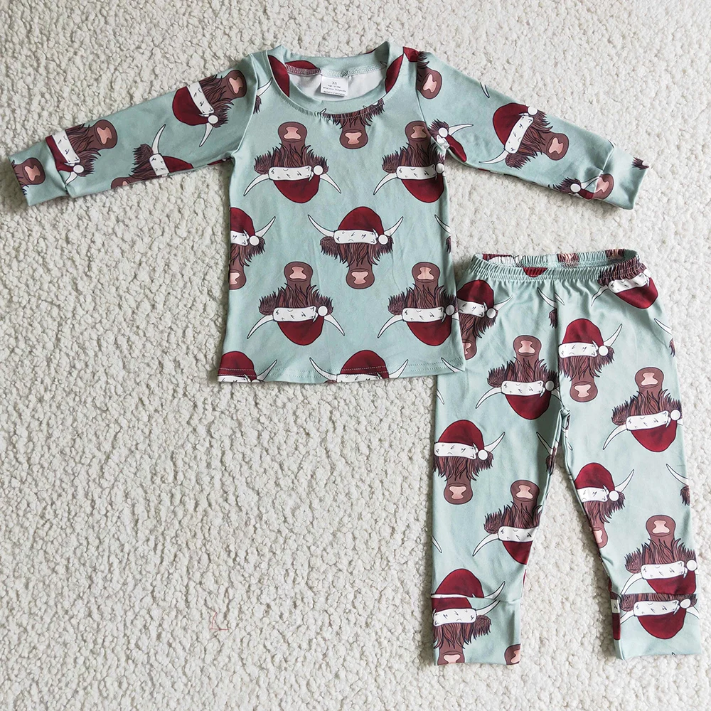 

Kids Boutique Pajamas Fall Winter Long Sleeve Boys Sleepwear Set Cow Print Fashion Toddler Baby Boys Pajamas Girls Nightwear New