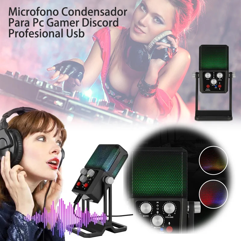 Micrófono Condensador Para Pc, Condensador Profesional de grabación de música, Usb, Equipo de Estudio