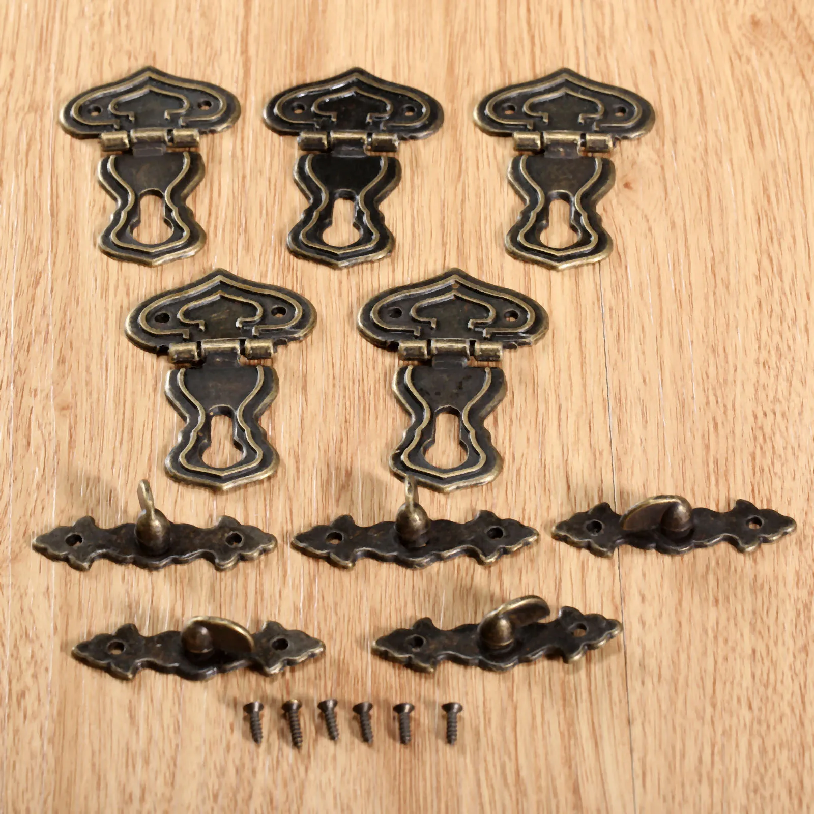 

5 комплектов, металлический замок с застежкой 63x47 мм, 20 винтов, античная бронза, декоративная деревянная шкатулка чехол, винтажный замок, фурнитура