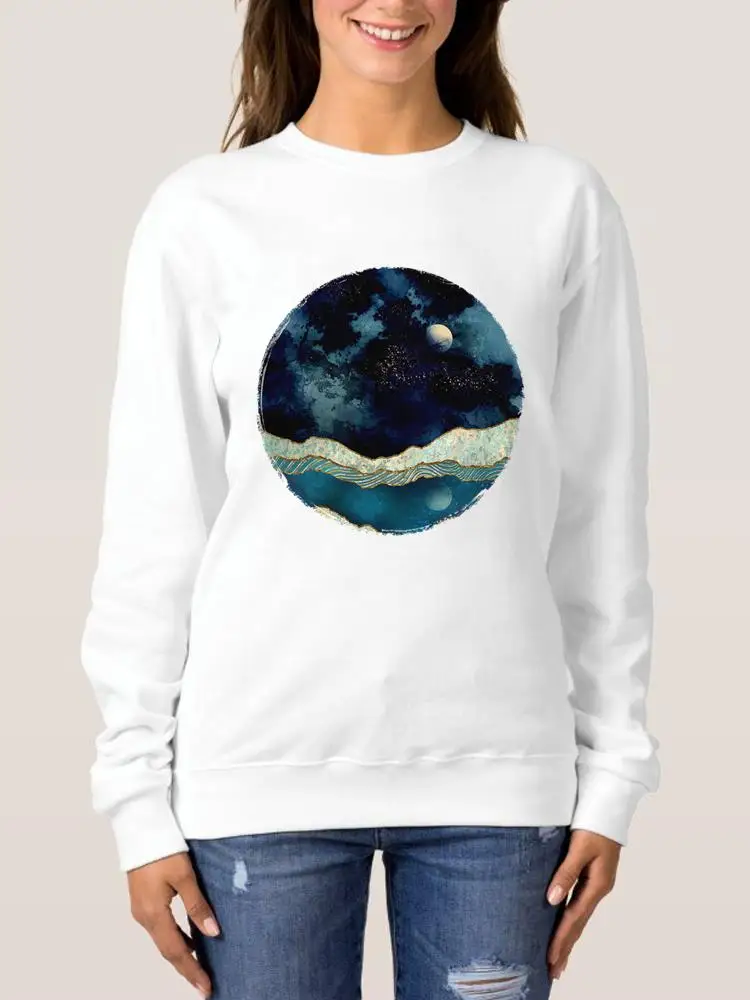 

Watercolor Lovely Style Casual Fashion Women Clothing Graphic Sweatshirts Autumn Spring O-neck Fashion Print Pullovers