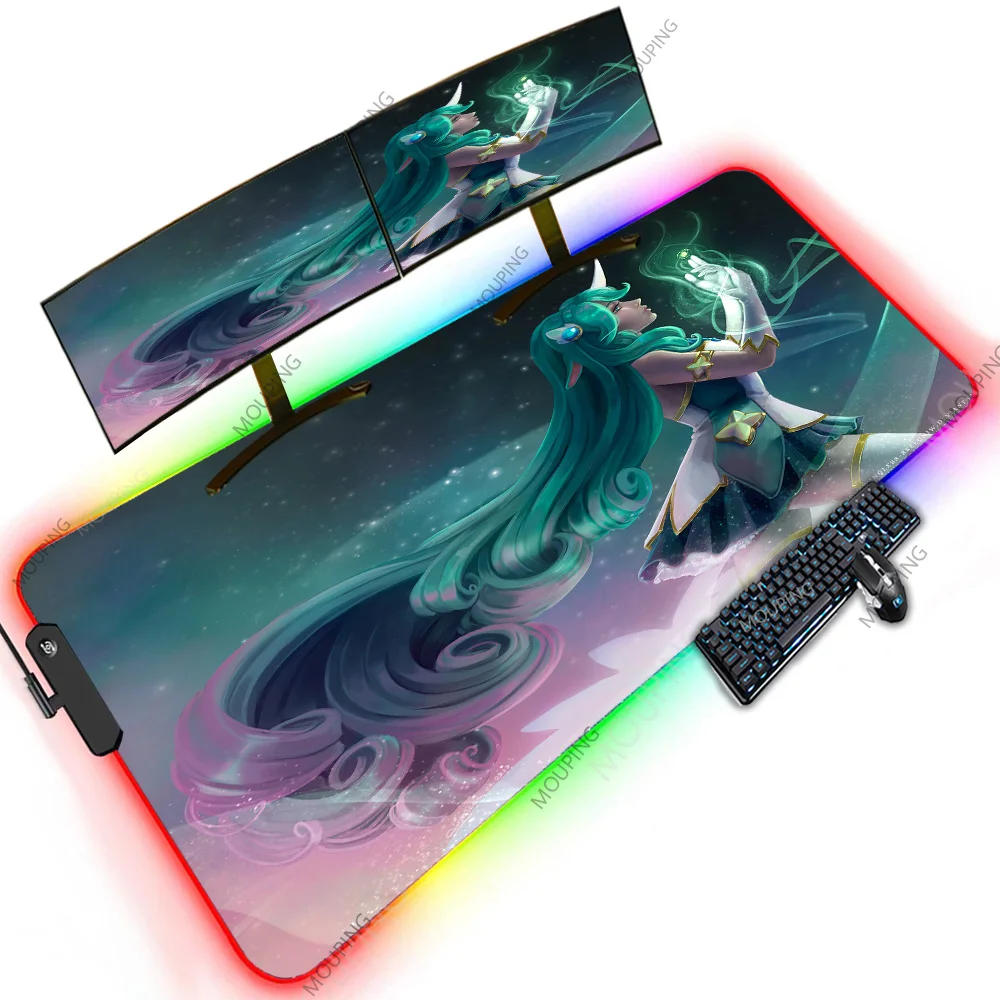 

Soraka League of Legends 120x50 Backlit Mouse Pad Accessories for Pc Gamer Custom Mat Print Playmat Ultra Large Pads LED RGB Mat