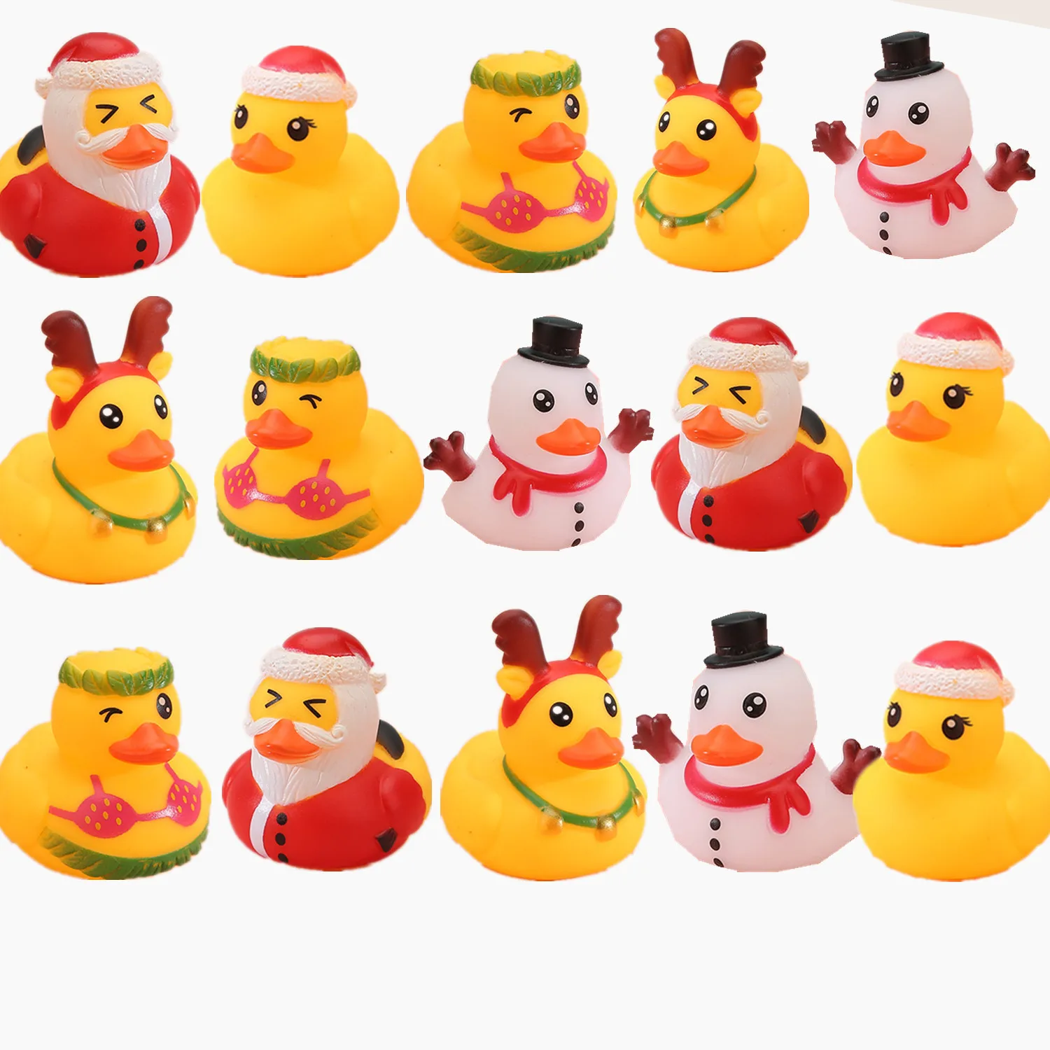5 упаковок детских рождественских резиновых уток 2-дюймовые Игрушки для ванны