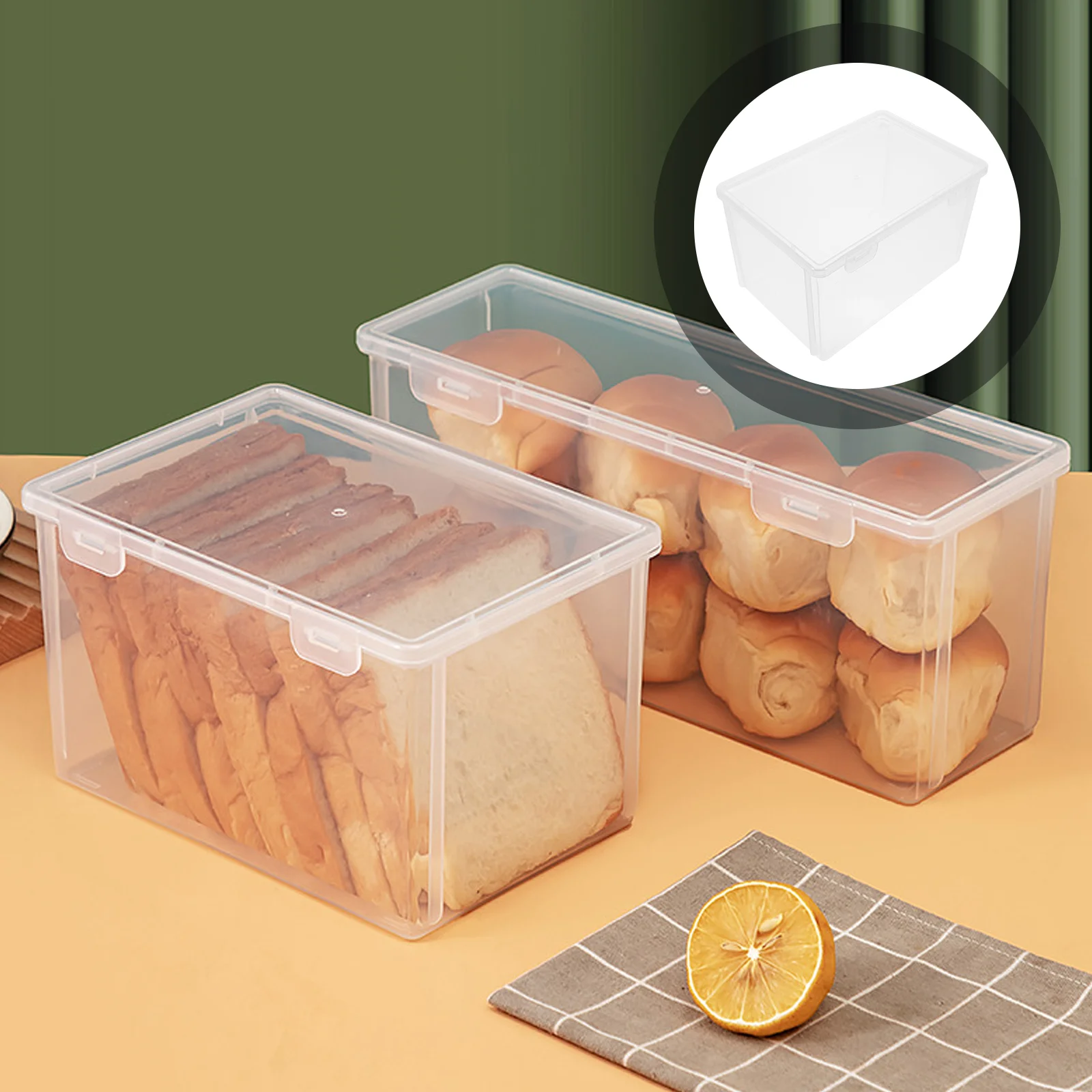 

Bread Container Box Storage Keeper Loaf Dispenser Clear Case Containers Holder Cake Toast Refrigerator Airtight Bin Kitchen