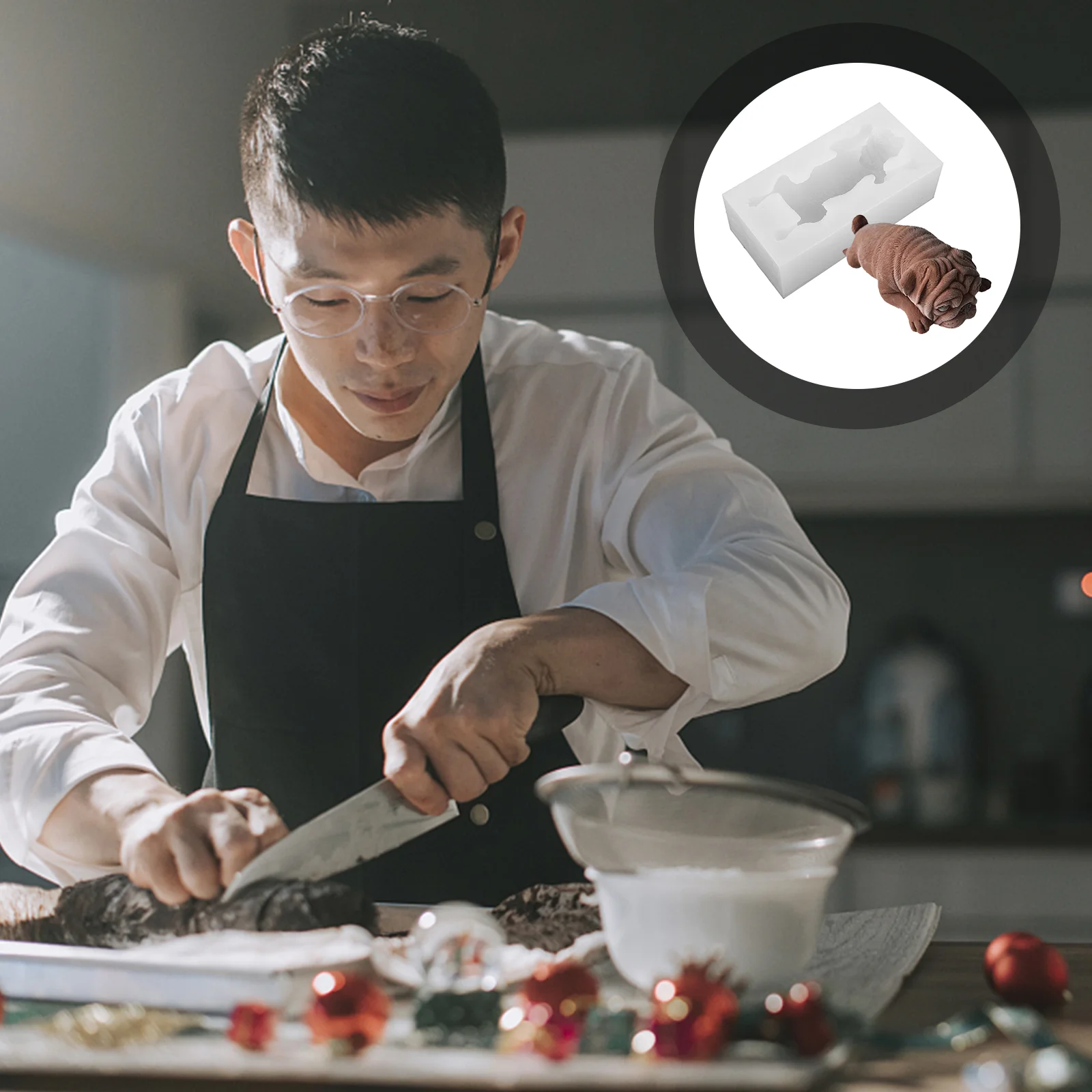 3D Shar Pei силиконовая форма для помадки мопса собака шоколадный мусс торта