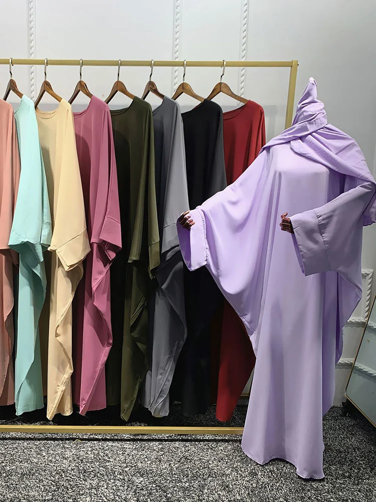 Muslim Abaya Ramadan Prayer Fashion Dress Women Nida Batwing Sleeve Hijab African Dresses Islam Dubai Modest Turkey Abayas