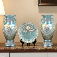 3 pcs european luxury vases set home decor floor vase for interior high grade ceramic vase for decoration living room decoration