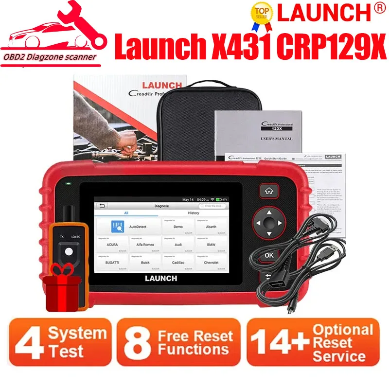 Считыватель кодов Launch X431 CRP129X OBD2, диагностические инструменты для двигателя ABS SRS AT Oil SAS EPB TPMS Reset Creader129X OBDII launch