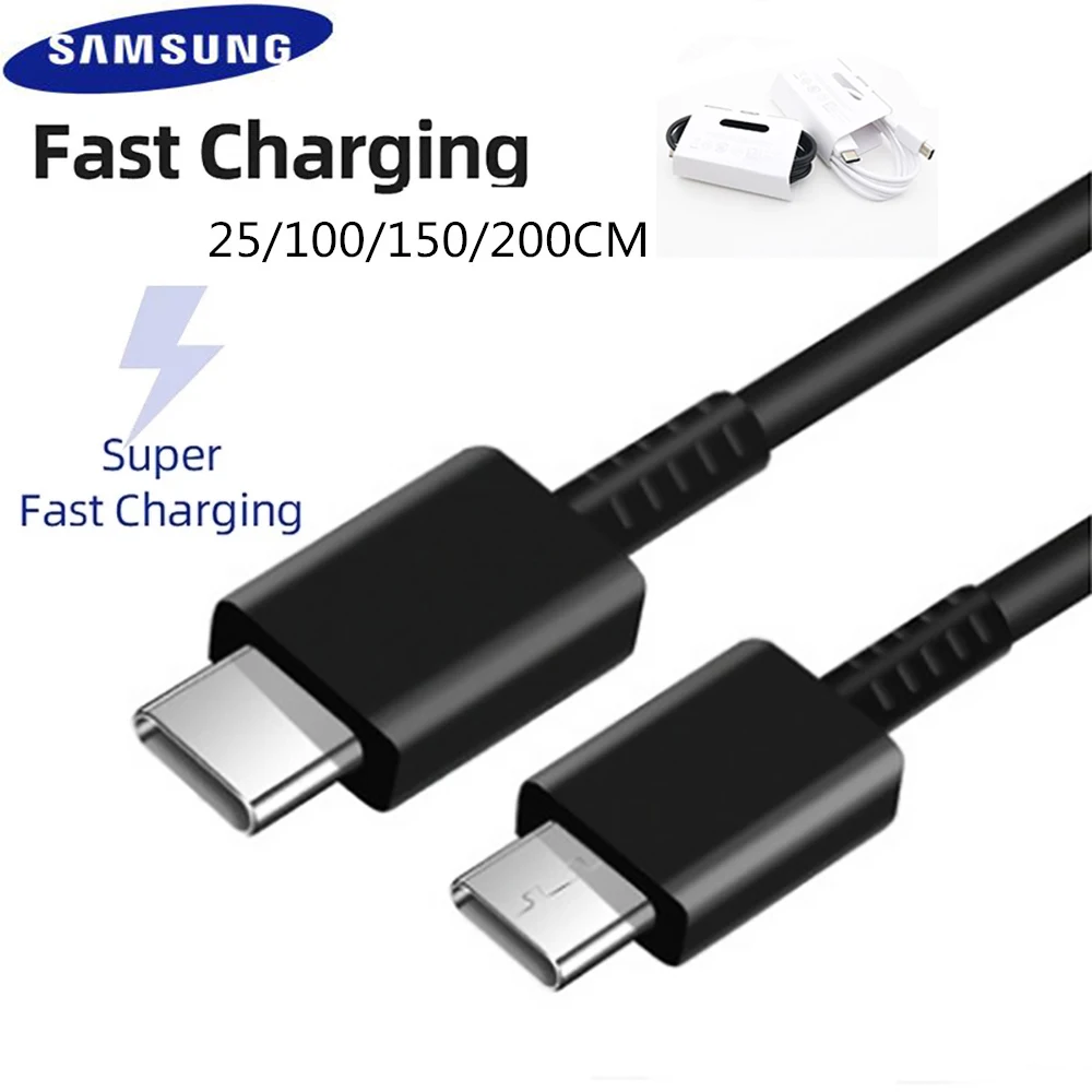 

Original Samsung Type C To Type C Cable 3A USB3.2 Fast Charge 25w Galaxy S21 Ultra 5G S20 S10 Note 20 10 A71 A51 A90 Usbc Cable