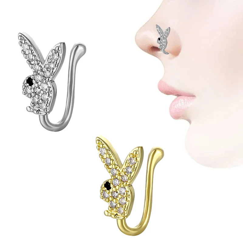 

Fashionable new non-porous piercing clip nose ring wild rabbit animal nose clip nose accessories hot sale