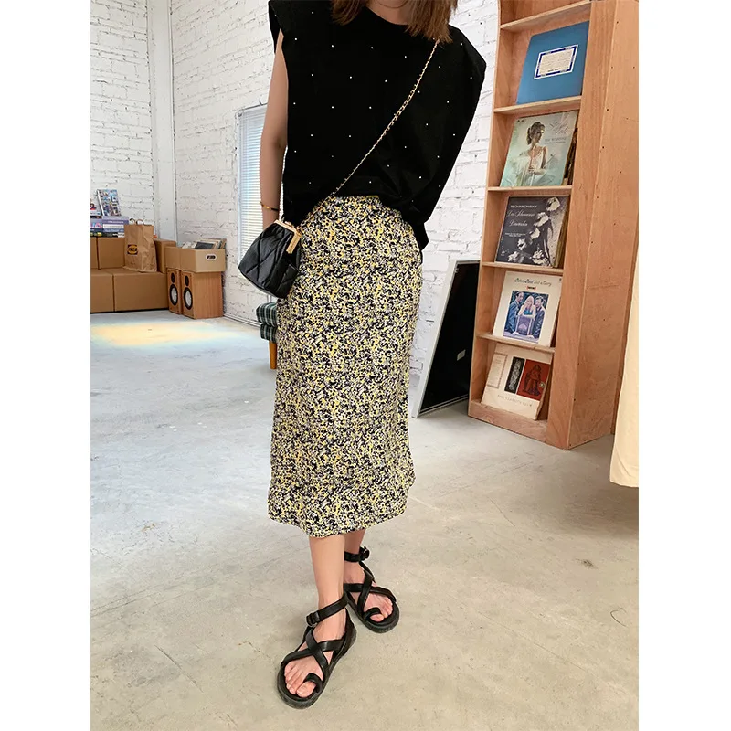 

Skirts Thirteen Rows Of Floral Summer New High Waist A-line Female Length