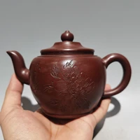 7 chinese yixing zisha pottery rich flowers lettering pot teapot purple clay pot kettle purple mud ornaments gather fortune