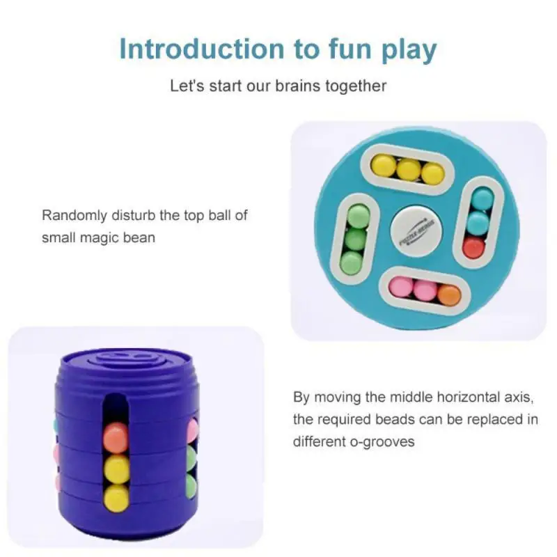 

1PC Anti-Stress Rotating Magical Bean Cube Fingertip Adults Kids Stress Relief Toy Funny Educational Breakthrough Creative Game