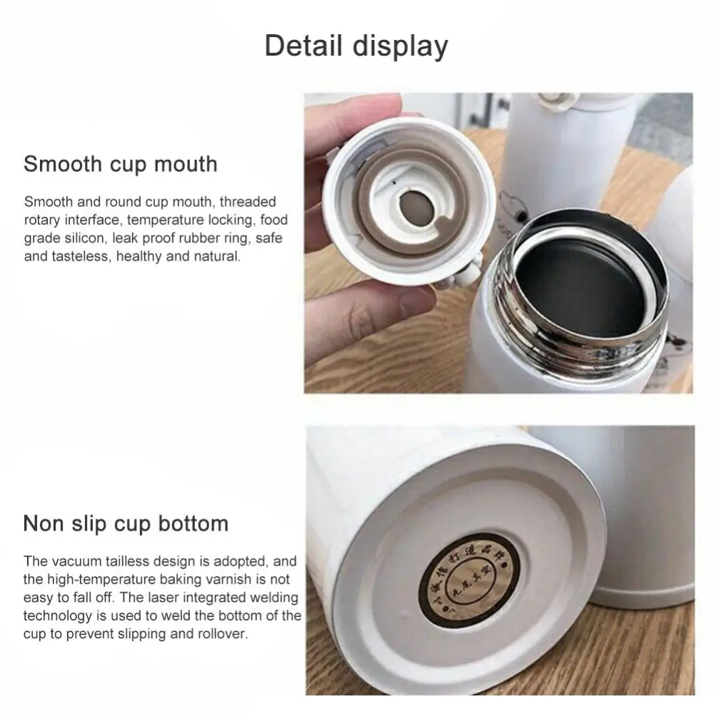 

High-value Simple Thermos Cups Girls Fresh And Cute Large-capacity Little Bear Children's Cup Portable Anti-fall Insulation Cup