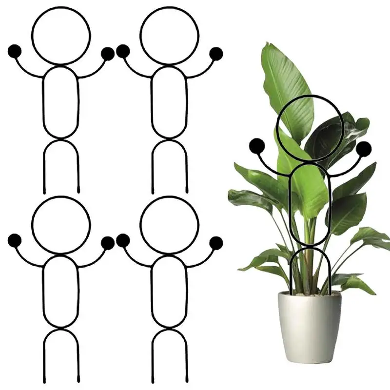 

Metal Trellis Small Person Shape Indoor Plant Trellis For Potted Plants 4pcs Cute DIY Potted Plant Support Climbing Trellis For