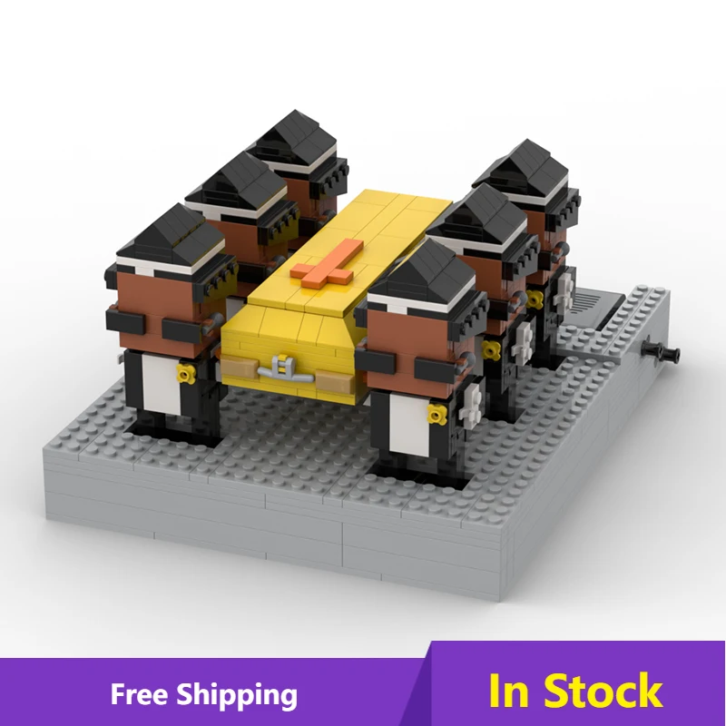 

MOC Brick Toy Ghana's dancing pallbearers Negro Carrying a coffin And Dancing at a Funeral Building Block Model Funeral Coffin