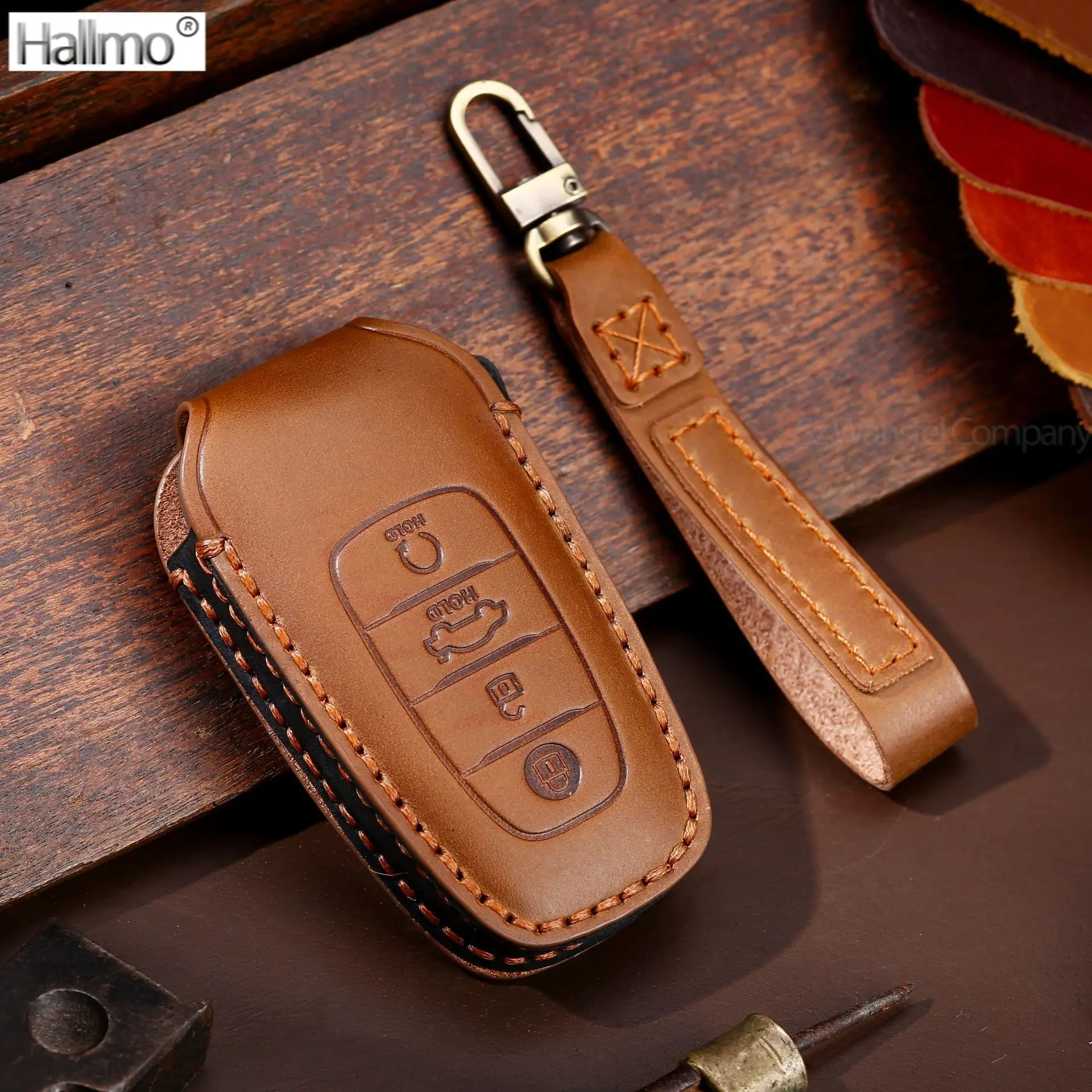 

Hallmo Genuine Leather Car Key Case Cover Luxury Key Bag for Hongqi H9 HS9 Hs5 Hs7 H5 HongQi E-HS9 Car Accessories