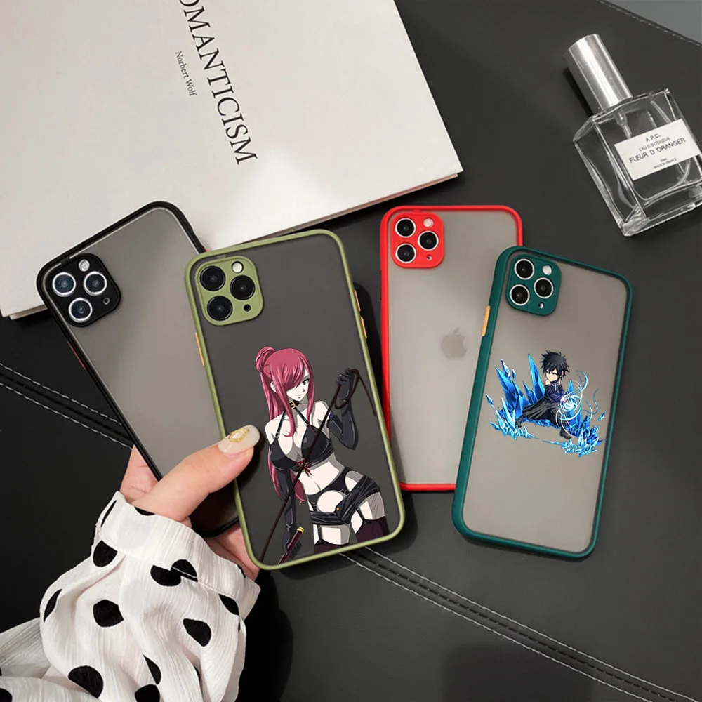 Чехол для телефона iphone 16 15 14 Pro Max 7 8 Plus 11 12 13 Mini XR XSMax 16Pro Fairy Tail Erza-Scarlet матовый