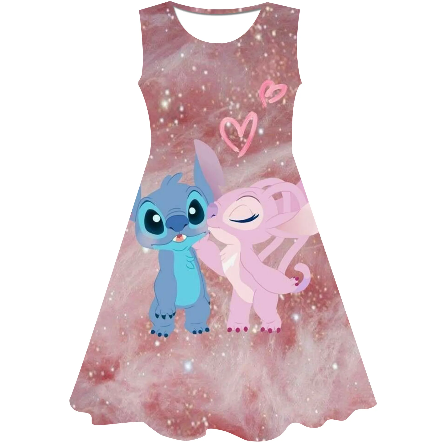 

2023 year Disney Stitch Cartoon 3D Print Girls Stitch Cute Dress Birthday Party Princess Christmas Dress fit girls size 6M-140T