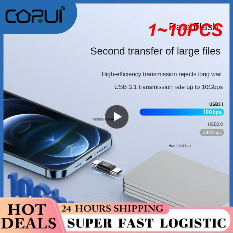 Адаптеры OTG типа C к Type C, 1-10 шт., 3,1 Gen2, 10 Гбит/с, конвертер, коннектор для зарядки и передачи данных