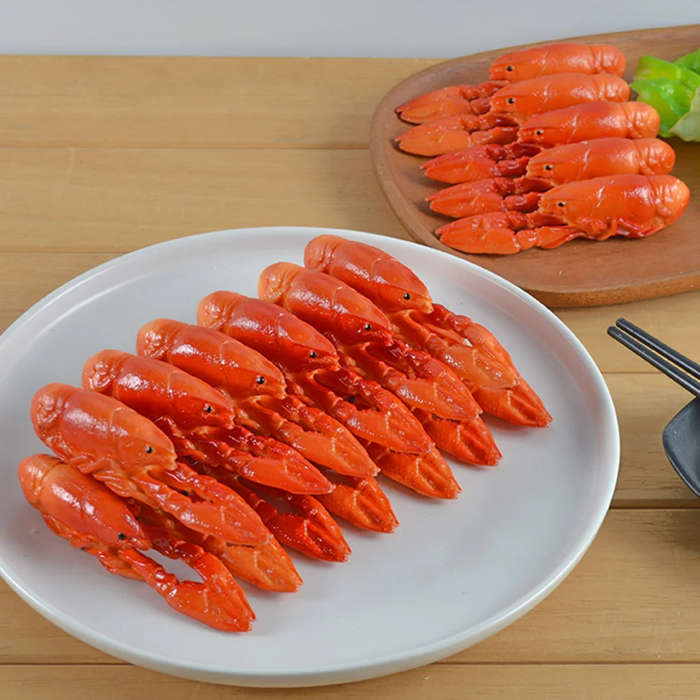

4 Pcs Artificial Food Decoration Lobster Toy Lifelike Seafood Kid Educational Aquarium Decorations Realistic Prawn