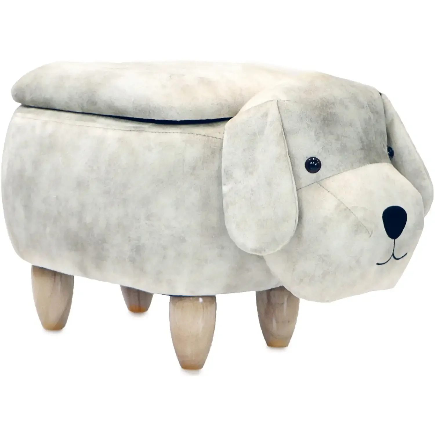 

Critter Sitters 15-In. Seat Height Light Gray Dog Animal Shape Storage Ottoman - Furniture for Nursery, Bedroom, Playroom, and