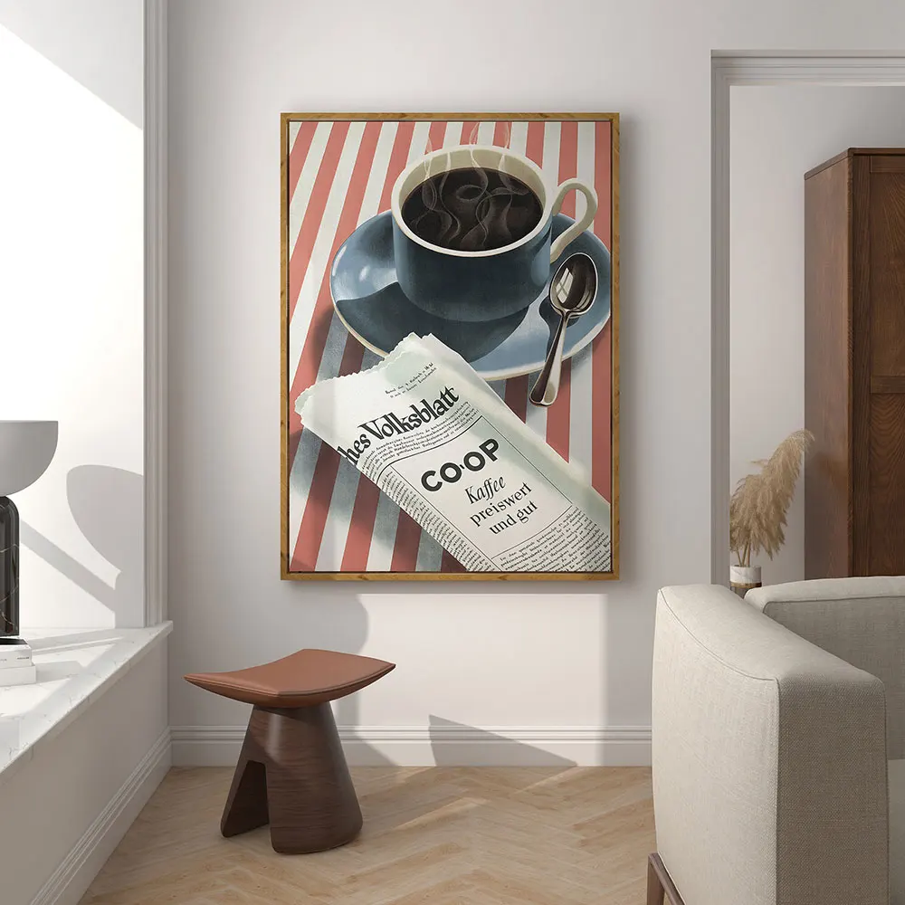 

Coffee Lover Poster Nordic Vintage Canvas Painting Wall Art Newspaper Pictures for Living Room Coffee Bar Interior Home Decor