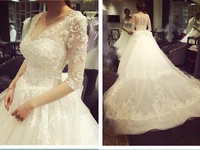 bow lace appliques sleeves wedding bridal gown 2018 deep v neck vestido de noiva casamento brides mother of the bride dresses