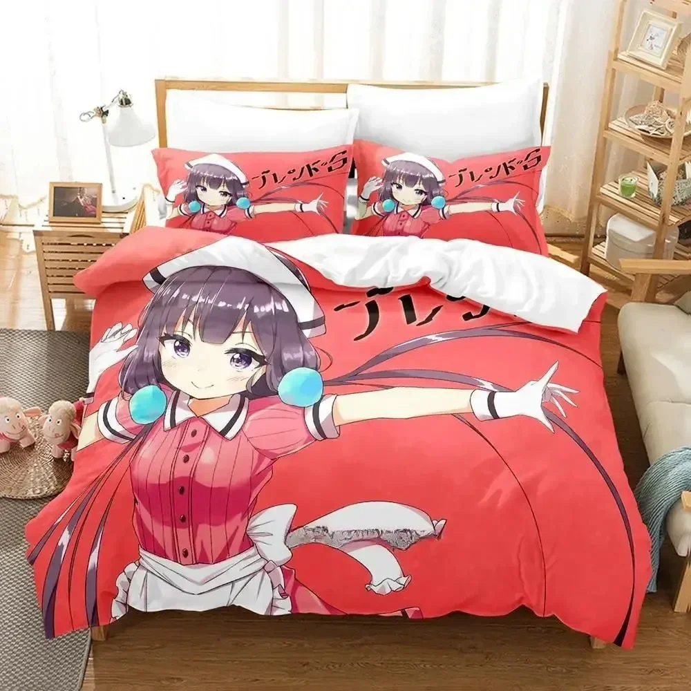 Фото Комплект постельного белья 3D Kawaii Blend S с принтом и наволочкой, пододеяльник, мягкое постельное белье королевского размера, домашний комплект постельного белья с 3D аниме №2