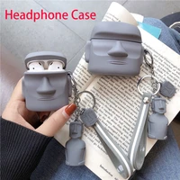 3d cartoon stone sculpture bluetooth headphone case airpods 1 2 3 pro wireless bluetooth silicone headphone case cute key ring