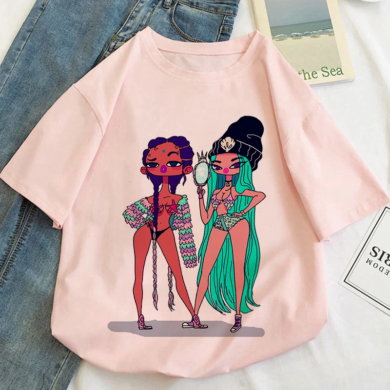 

Cool Girl Graphic Print T-shirt Women Tee Harajuku Aesthetics Pink Tops Casual Tshirt 2022 New Summer Fashion Y2k Female T Shirt