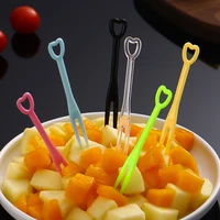 5 pack multicolor disposable mini fruit fork individual package plastic heart shaped toothpicks cake dessert bento accessories